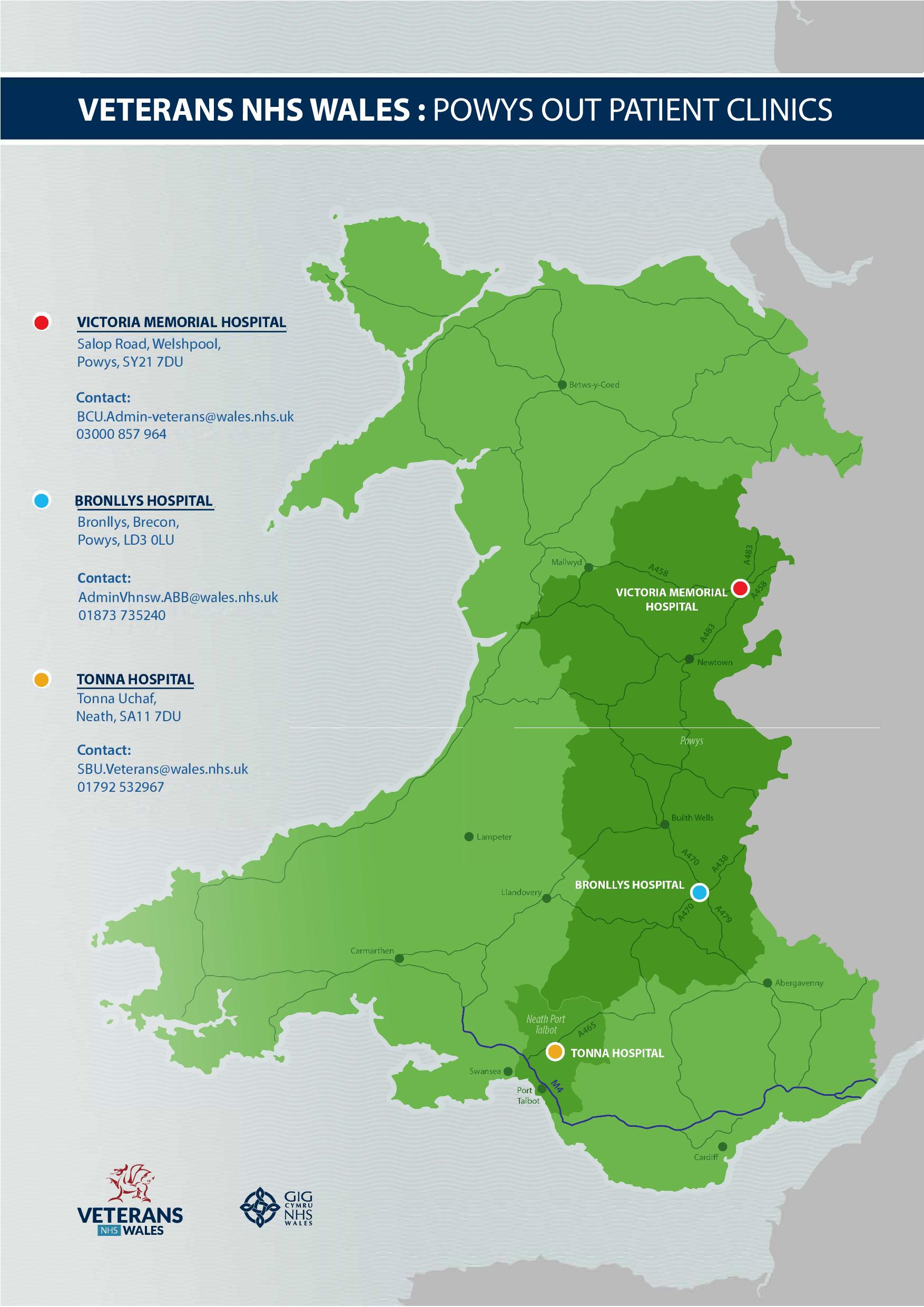 Veterans Powys Outpatient Clinics Map2